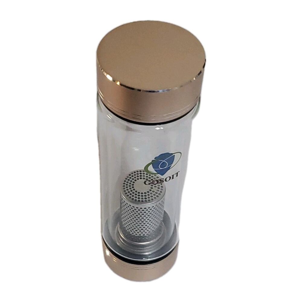 Gosoit Infuser Bottle With Filter Hot/Cold Double Wall Glass Bottle Rose Gold